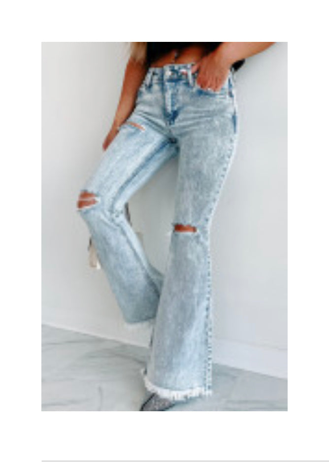Faded Blue Bell Bottom Flare Jeans